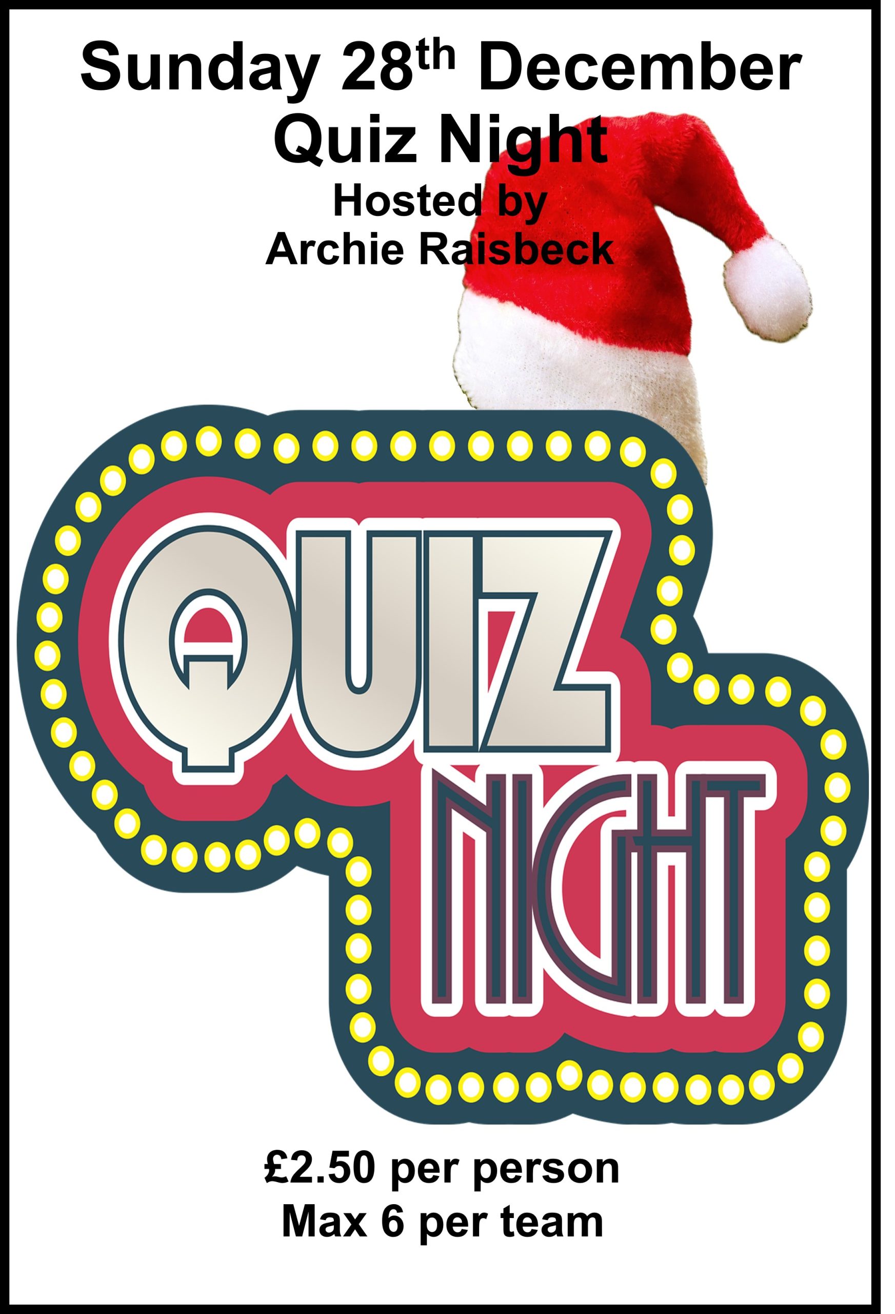 Festive Quiz Night – Sunday 28th December 7pm